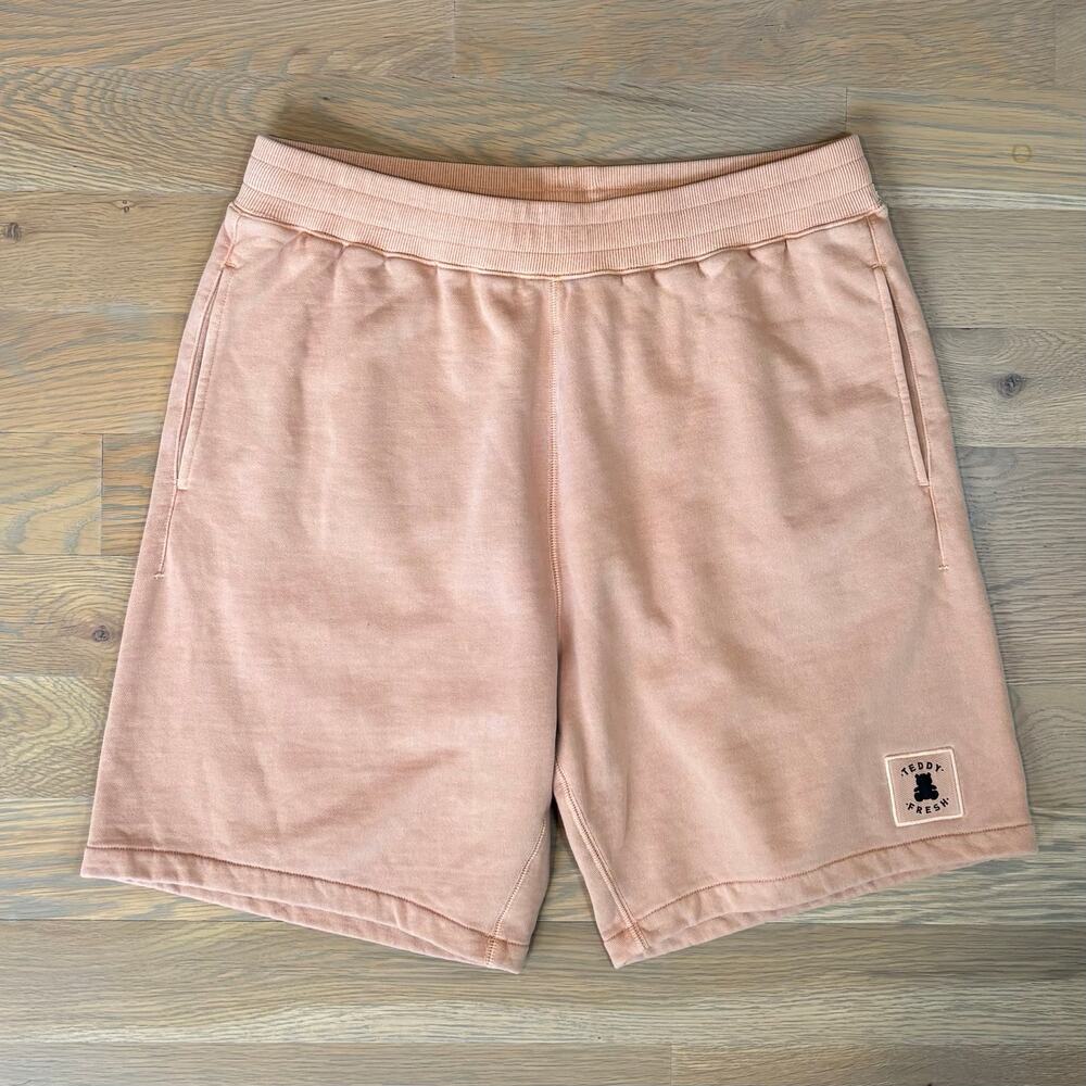 Teddy Fresh Pull On Sweat Shorts Active Lounge Salmon Pink Mens Size Large